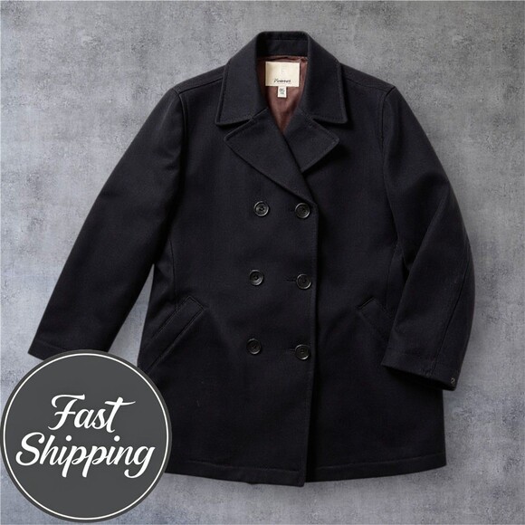 Vintage FACONNABLE Women’s Wool Blend Water Resistant Pea Coat Gray SIZE M - Picture 1 of 10